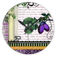 Vintage Purple Plum fruit kitchen clock