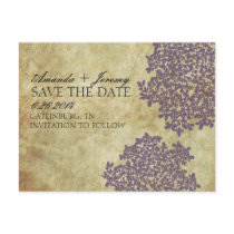 Vintage Purple Queen Anne's Lace Save the Date Post Cards