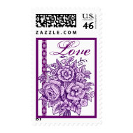 Vintage Purple Rose Bouquet Lace Love stamp