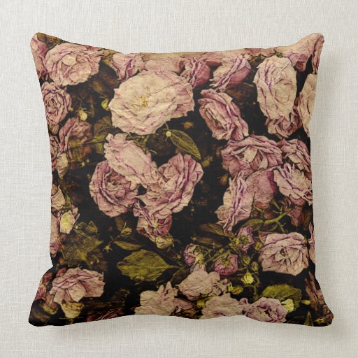 vintage purple rose toss pillow
