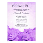 Vintage Purple Roses 80th Birthday Party Custom Invite
