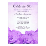 Vintage Purple Roses 80th Birthday Party Custom Invite