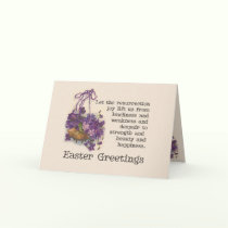 Vintage Purple Sweat Pea Basket Easter Card cards