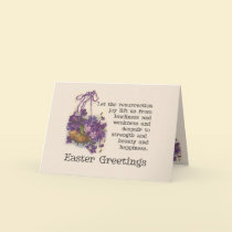 Vintage Purple Sweat Pea Basket Easter Card
