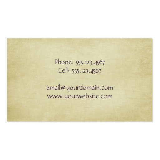 Vintage Purple White Beads and Lace Business Card (back side)