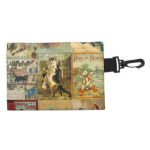 Vintage Puss in Boots Christmas Montage Accessory Bag