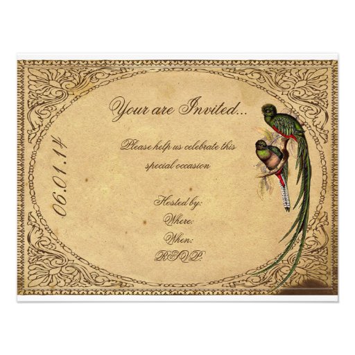 Vintage Quetzal Bird Elegant Party Invitation
