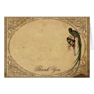 Vintage Quetzal Bird Elegant Thank You card