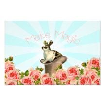 Vintage Rabbit and Roses Photo Print