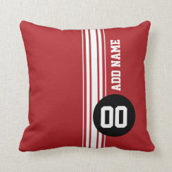 Vintage Racing Stripes - Red and Black Throw Pillows