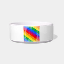 Vintage Rainbow Stripes Cat Bowls