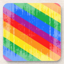 Vintage Rainbow Stripes Drink Coaster