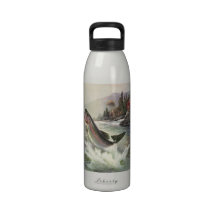 Vintage Rainbow Trout  Fish Fisherman Fishing Water Bottles