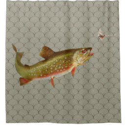 Vintage Rainbow Trout Fishing Shower Curtain