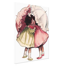 Vintage Rainy Day Friends Stretched Canvas Print