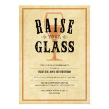 Vintage Raise Your Glass Party Invitations