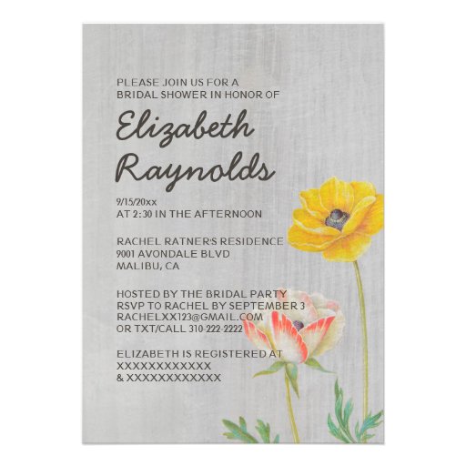 Vintage Ranunculus Bridal Shower Invitations