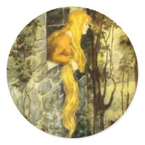 Vintage Rapunzel. Princess with Long Blonde Hair