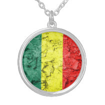 necklace, vintage, rasta, flag, reggae, funny, cool, music, urban, jamaica, street, pattern, old, roots, ska, dread, fun, green, yellow, red, Necklace with custom graphic design