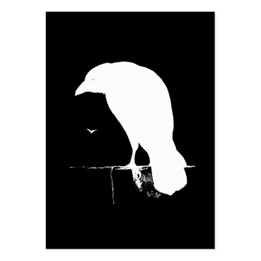 Vintage Raven Silhouette White on Black - Custom Business Card Templates (front side)