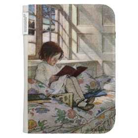 Vintage Reading Girl Kindle 3 Cover