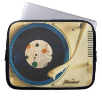 vintage, music, cute, funny, retro, bag, fantasy, 70's, computer bag, rock, hippy, record player, disk, fun, old, classic, neoprene laptop sleeve, [[missing key: type_fuji_electronicsba]] with custom graphic design