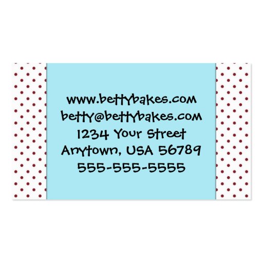Vintage Red & Aqua Cooking Related Business Card (back side)