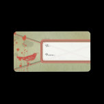 Vintage Red Birds Christmas Address