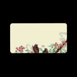 Vintage Red Birds Coral flowering Branch Labels