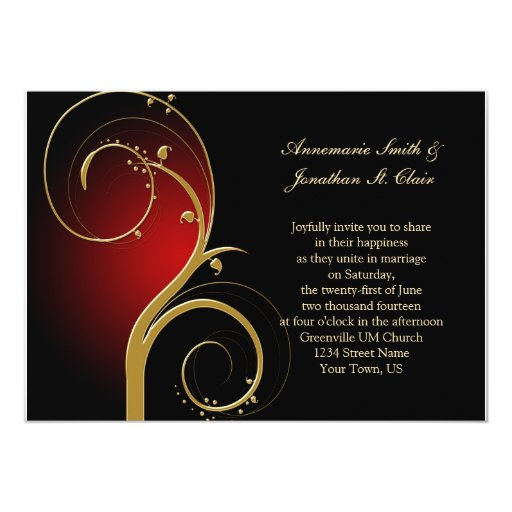 Vintage Red Black and Gold Wedding Invitation Zazzle