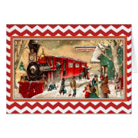 Vintage Red Christmas Train Card