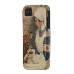 Vintage Red Cross Nurse with Golden Retriever iPhone 4/4S Cases