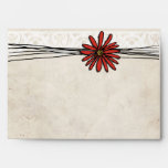 Vintage Red Daisy Envelopes
