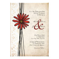 Vintage Red Daisy Wedding Invitation