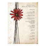 Vintage Red Daisy Wedding Program Custom Announcements