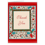 Vintage Red Floral Thank You Card cards