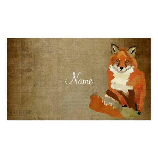 Vintage Red Fox Business Card (back side)