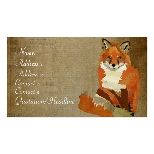 Vintage Red Fox Business Card (front side)