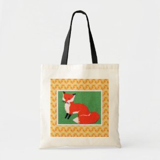 Vintage Red Fox Print Budget Tote Bag