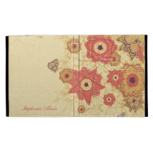 Vintage red gold floral personalized iPad cover iPad Cases