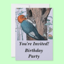 Vintage Red Head Woodpecker Tree invitations