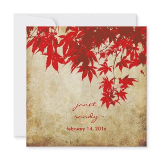 Vintage Red Maple Leaves/fall invitations invitation