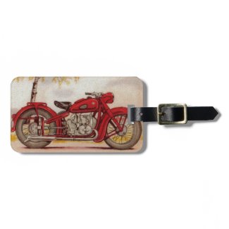 Vintage Red Motorcycle Bag Tags