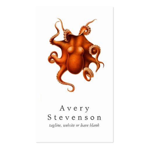 Vintage Red Octopus Marine Biology Nautical 2 Business Cards (front side)