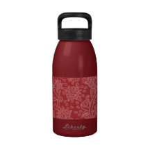 Vintage Red Paisley Damask Design Drinking Bottles