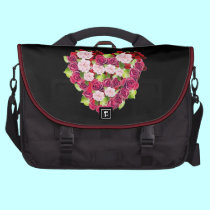 Vintage Red Pink Rose Blossom Heart  Laptop Bag commuterbag
