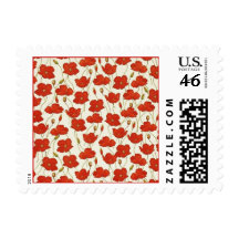 Vintage Red Poppies Postage