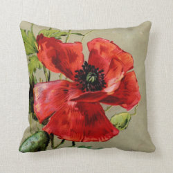 Vintage Red Poppy - Pillow