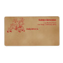 Vintage red reindeer parchment Christmas shipping label