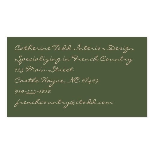 Vintage Red Rooster Shabby Chic Interior Design Business Card Template (back side)